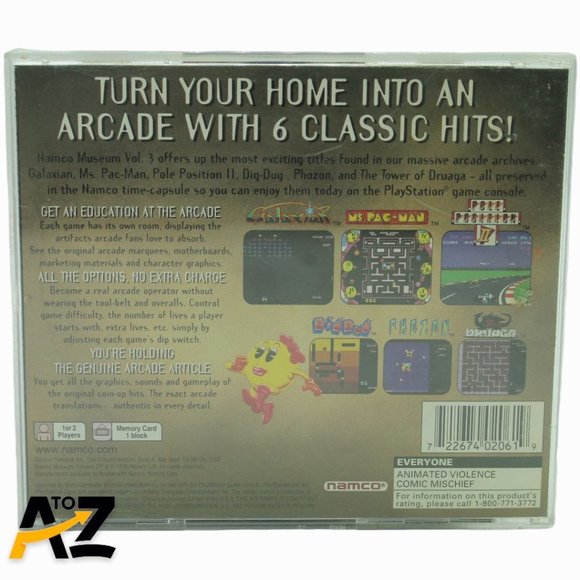 Playstation 1 PS1 Namco Museum Vol. 3 Galaxian, Ms. Pac-Man, Dig Dug Black Label - Picture 2 of 7
